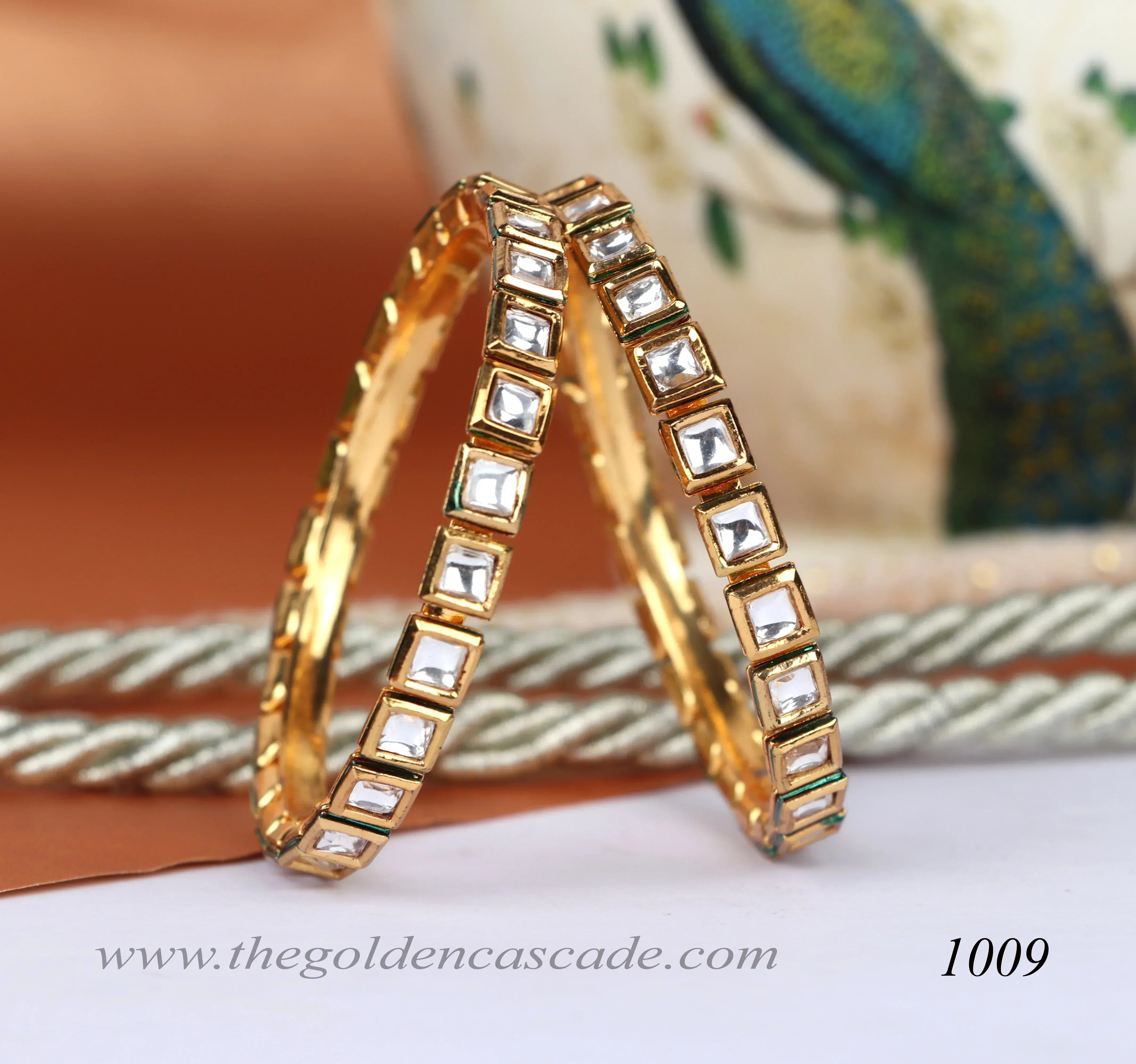 Stylish Metal Kada with Kundan Studded - Traditional Indian Jewelry for Women Bullet Points - The Golden Cascade