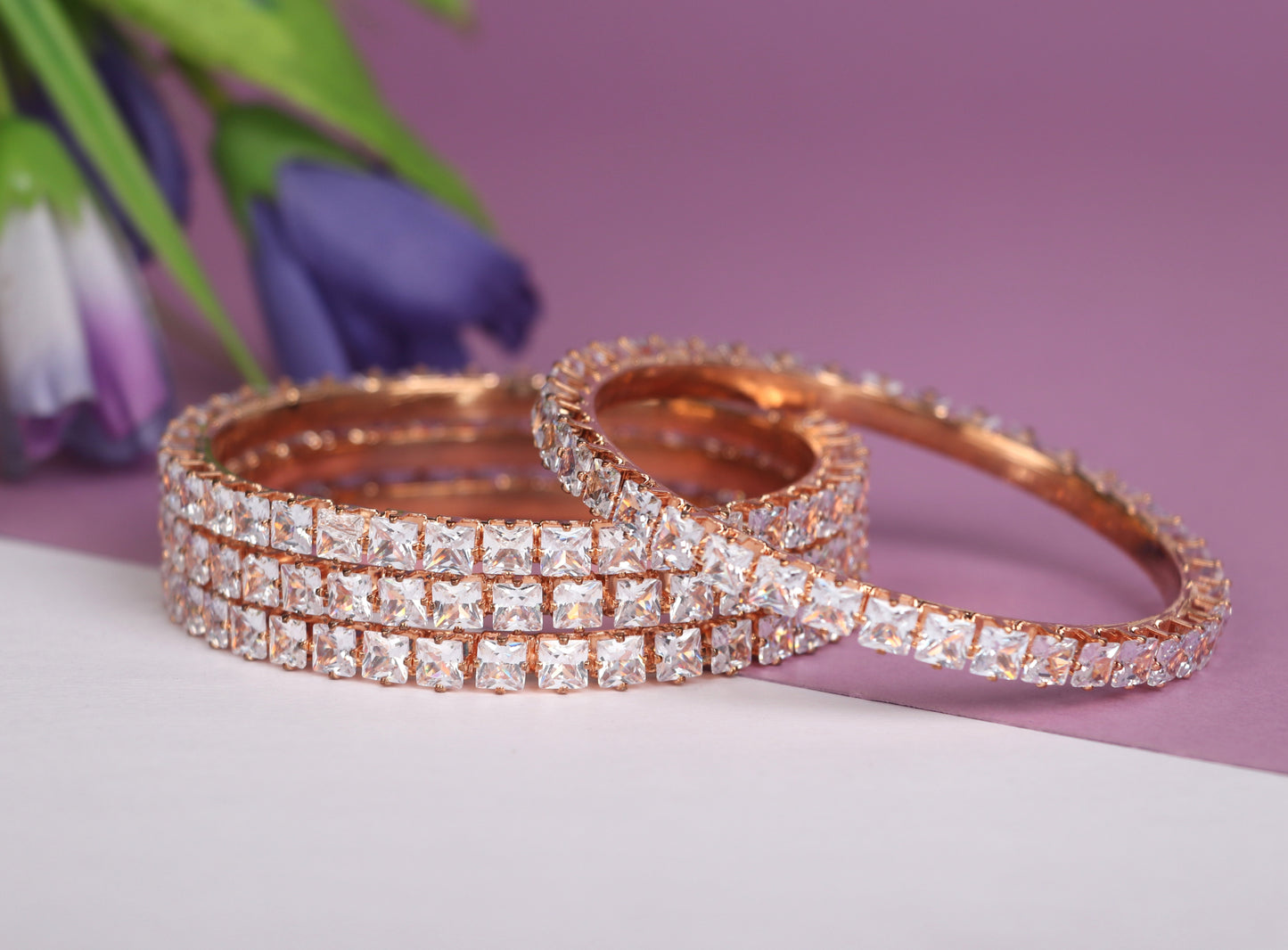 Stylish American Diamond Kada for Women & Girls | Antique Design Gold-Plated AD Stone Studded Traditional Kada for Party Wear