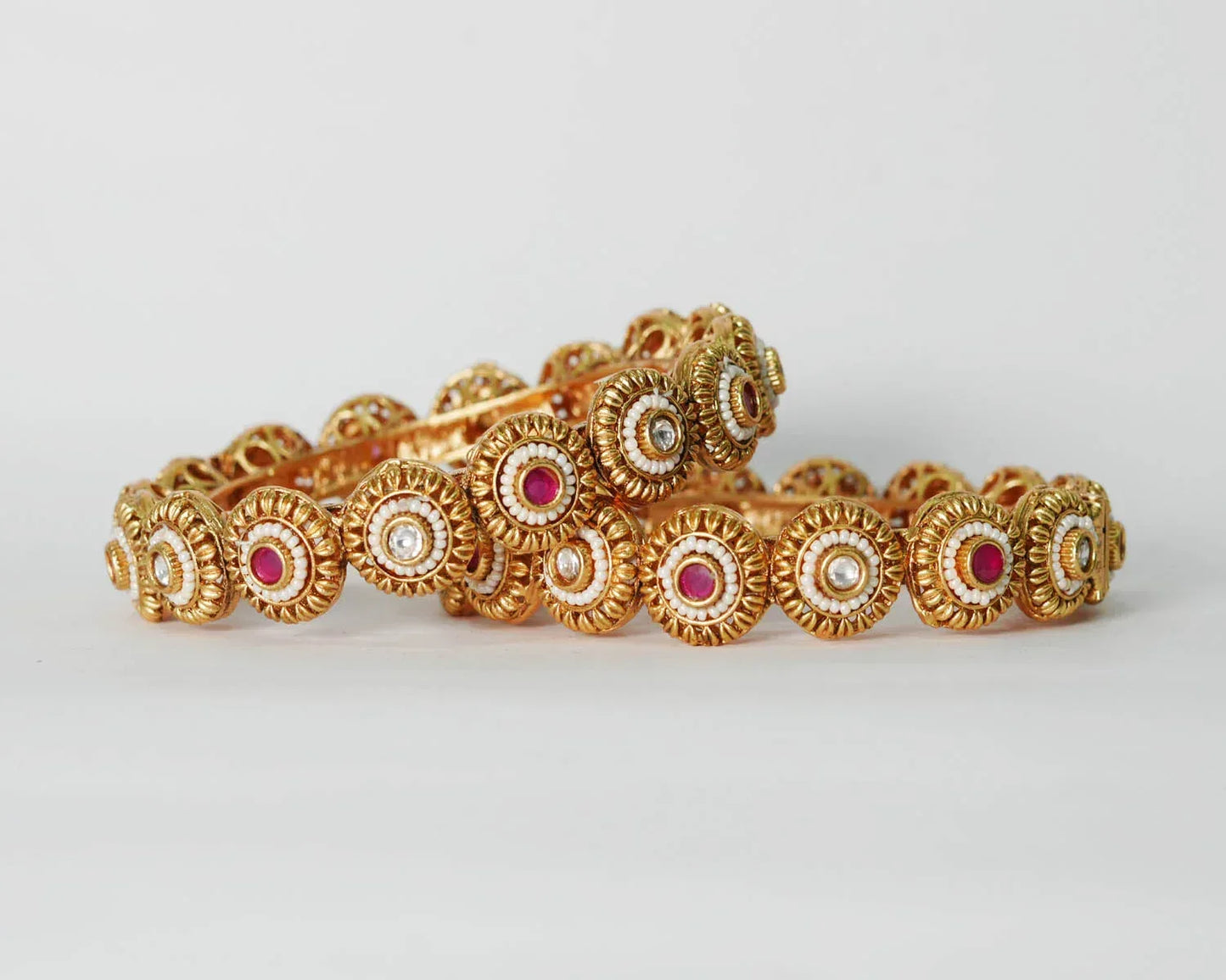 Antique Rajwadi Design Brass Kada for Women & Girls - The Golden Cascade