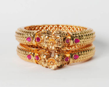 Antique Design Brass Kada for Women –Handcrafted Bracelet, Traditional Indian Jewelry