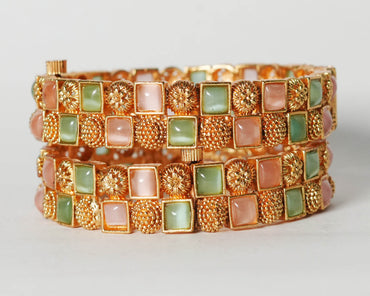 Stylish Multi Color Design Bracelet for Women, Brass Kada Traditional Indian Jewelry Girls