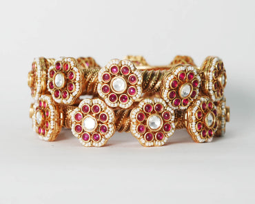 Antique Rajwadi Design Kada for Women, BrassBracelet Traditional Indian Jewelry