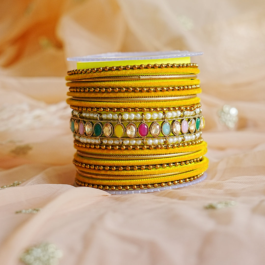 Beautiful Metal Bangle Set for Women & Girls | Multi-Color Kundan Kada