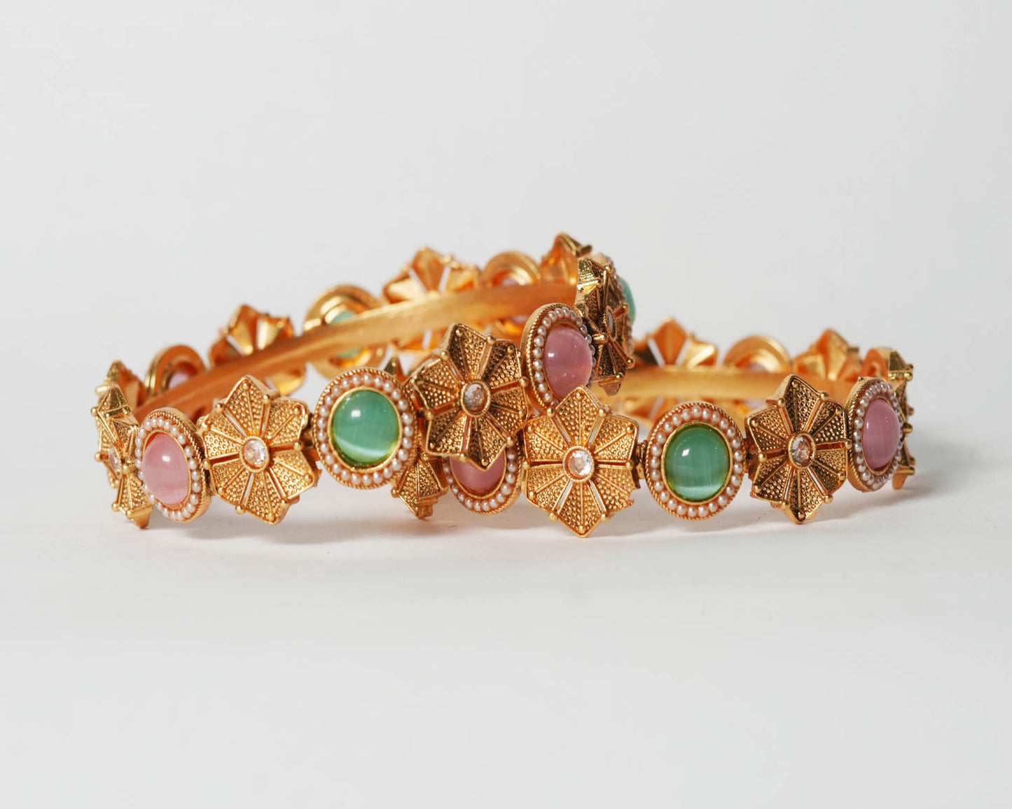 Stylish Beautiful Kundan Studded Bracelet for Women, Multi Color Brass Kada Handcrafted Indian Jewelry