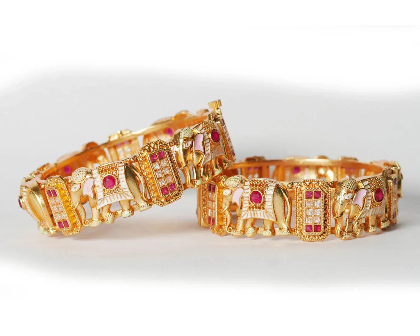 Elephant Design Brass Kada Bracelet for Women & Girls - The Golden Cascade