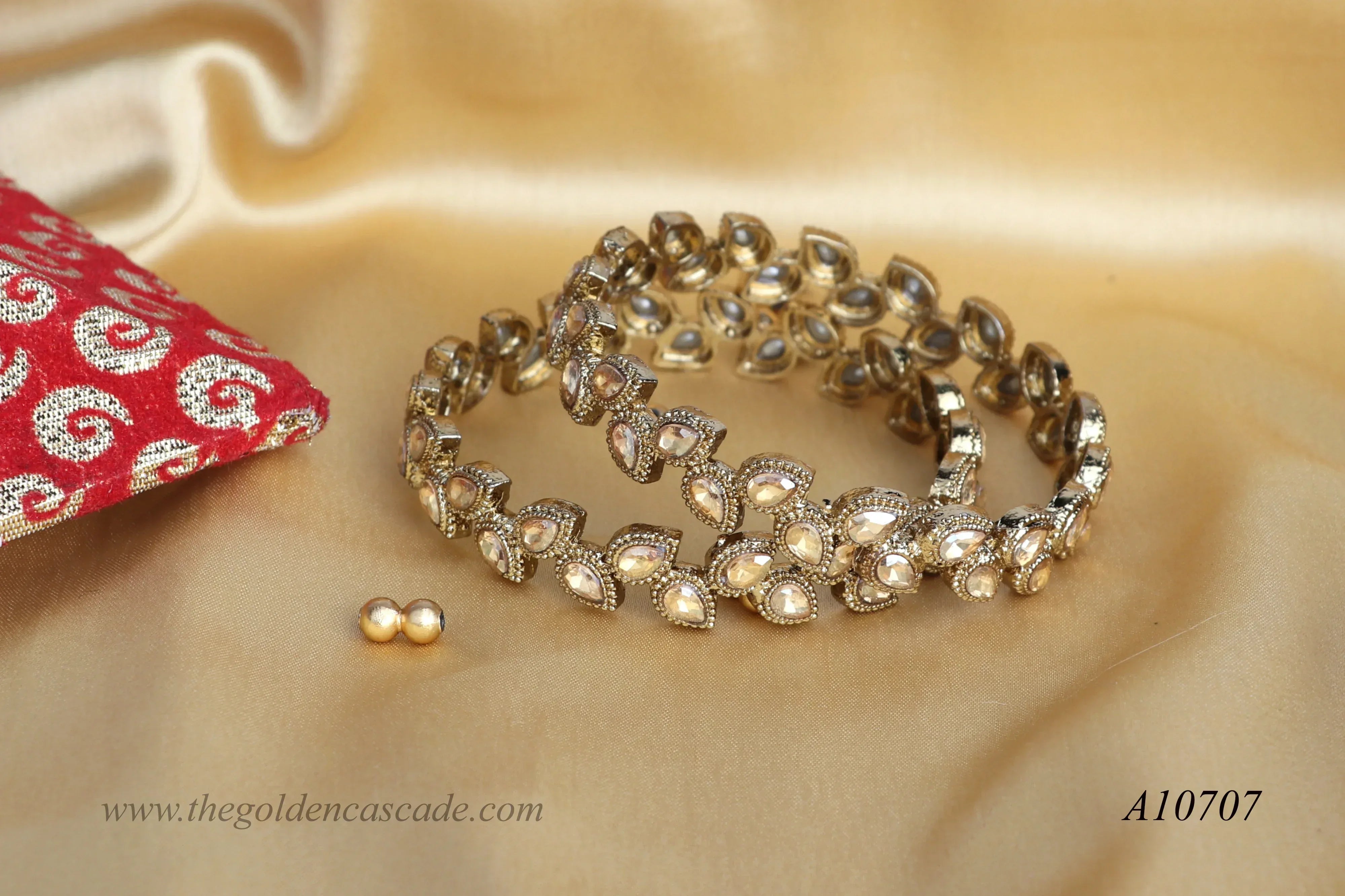 Premium Unique Metal Kada For Women (Pack of 2) - The Golden Cascade