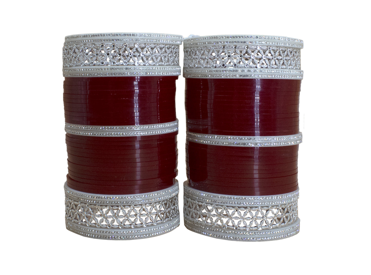 Maroon Bridal Chuda Set for Women Traditional Seep Bangles with AD Kada for Weddings