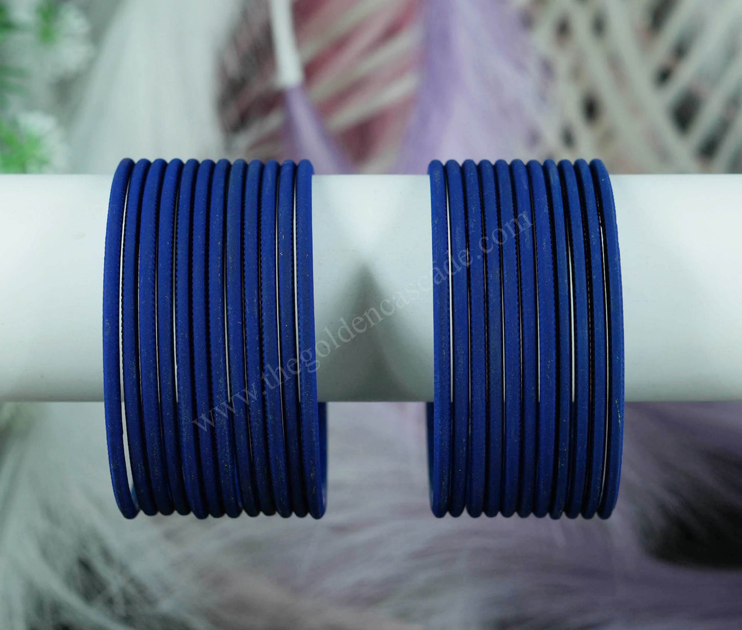 Black Blue Color Plain Matte Metal Bangles for Women & Girls (Pack of 24)