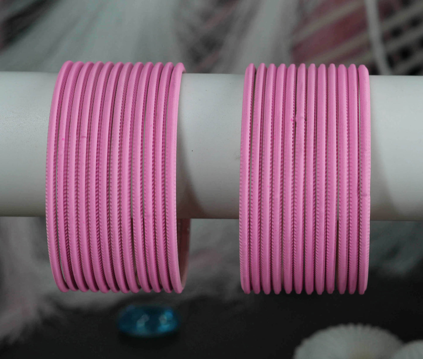 Baby Pink Color Plain Matte Metal Bangles for Women & Girls (Pack of 24)