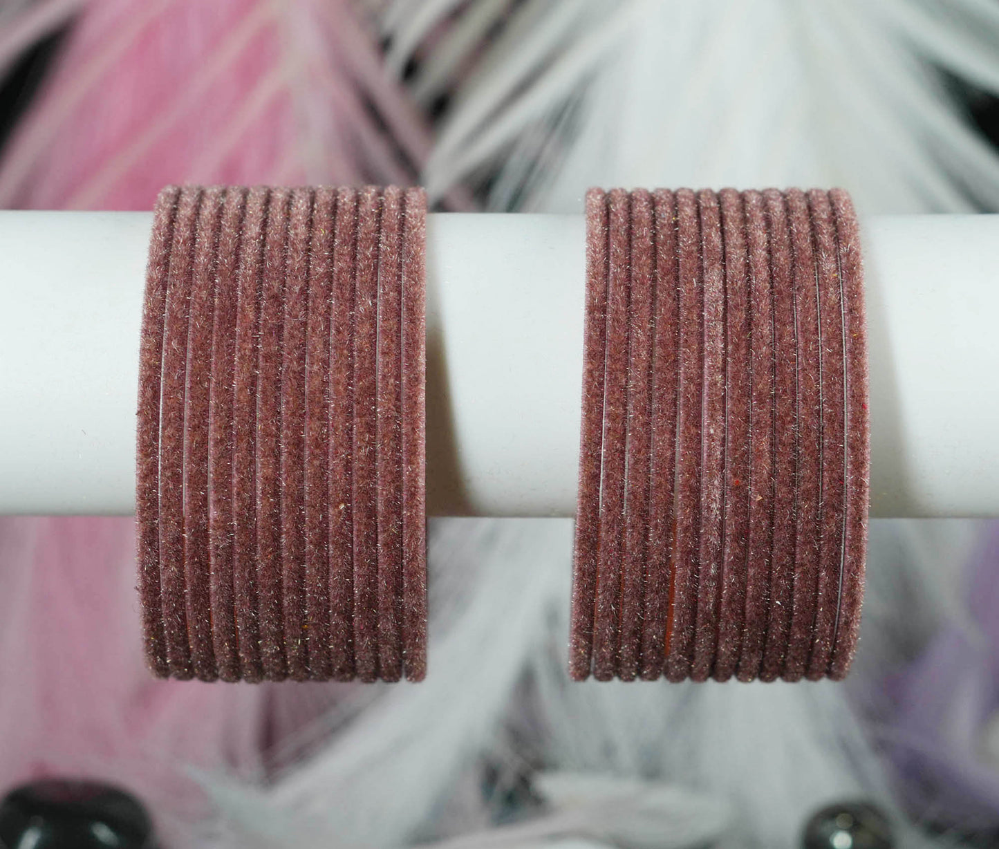 Biscuit Velvet Metal Bangles for Women & Girls (Pack of 24)