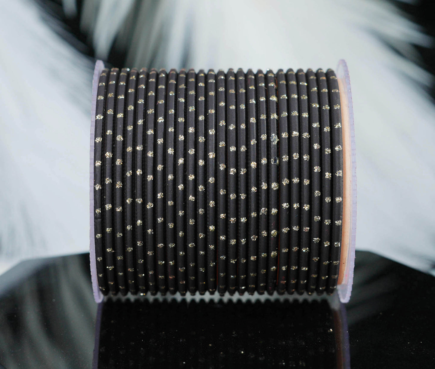 Black Dot Design Matte Finish Metal Bangle for Women & Girls (Pack of 24)