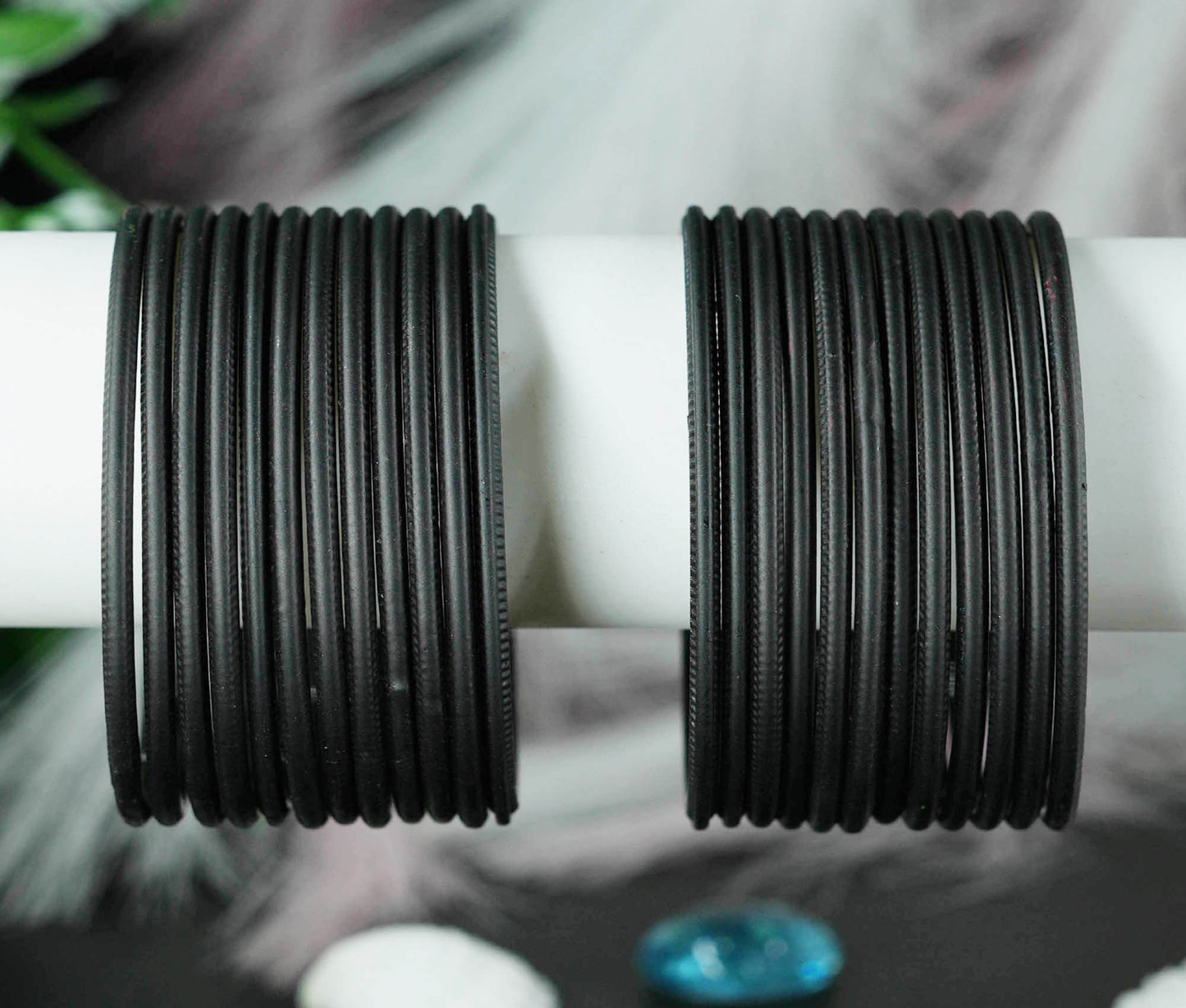 Black Color Plain Matte Metal Bangles for Women & Girls (Pack of 24)