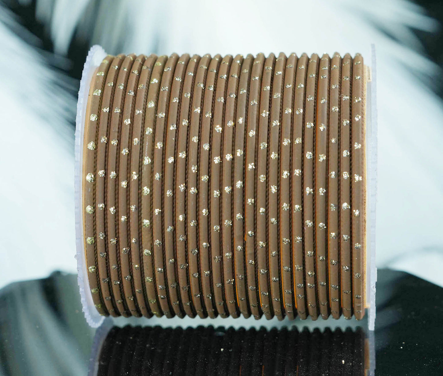 Brown Dot Design Matte Finish Metal Bangle for Women & Girls (Pack of 24)