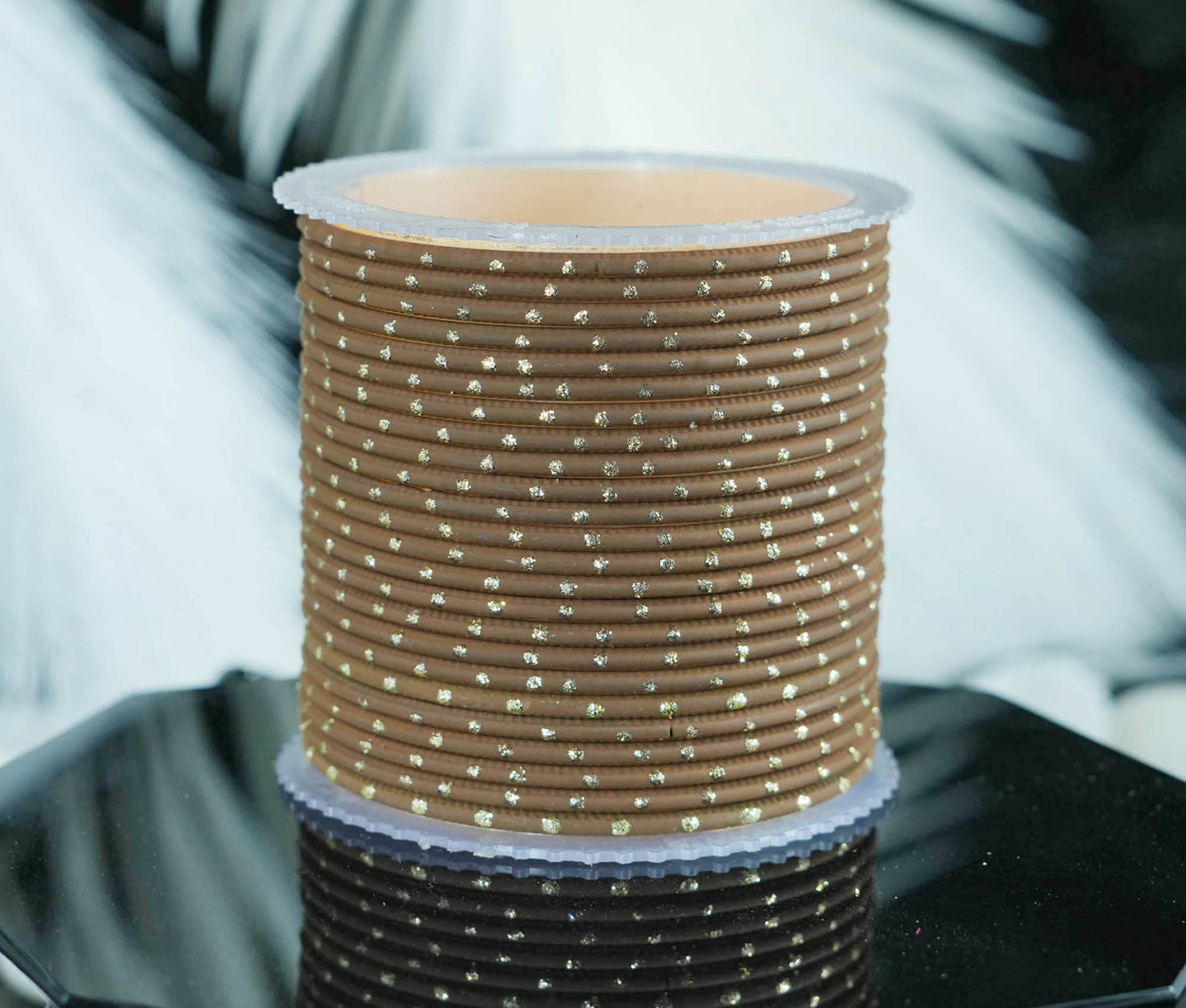 Brown Dot Design Matte Finish Metal Bangle for Women & Girls (Pack of 24)