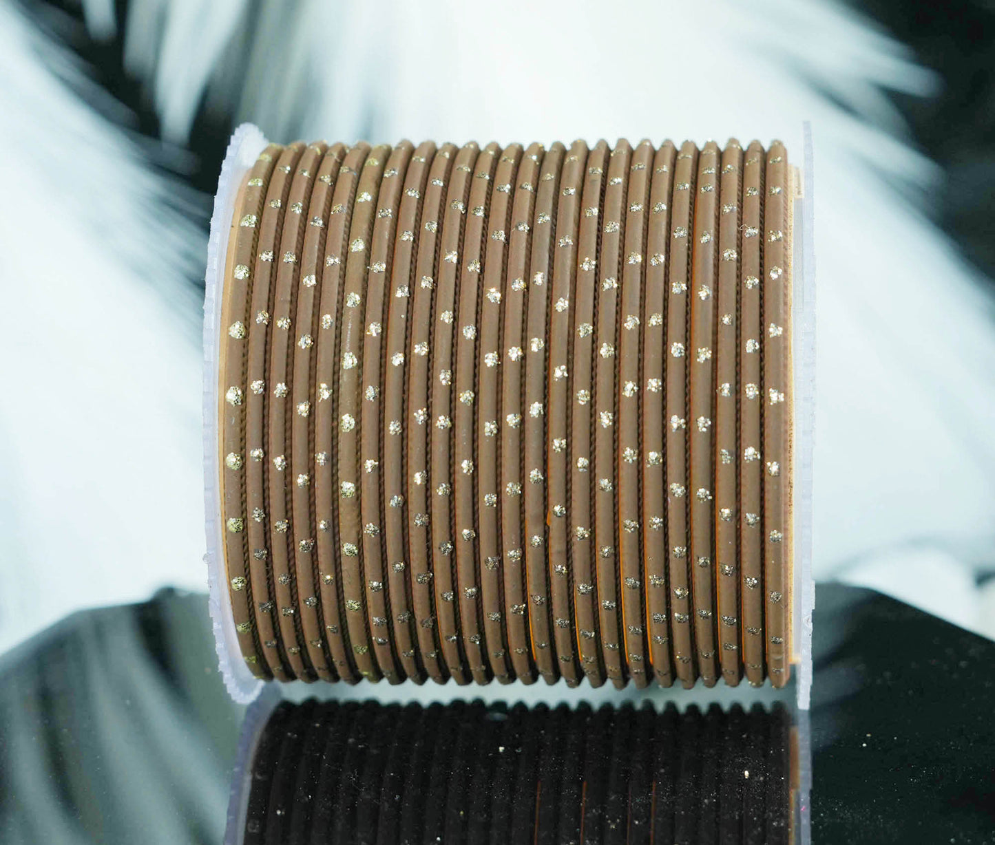 Brown Dot Design Matte Finish Metal Bangle for Women & Girls (Pack of 24)