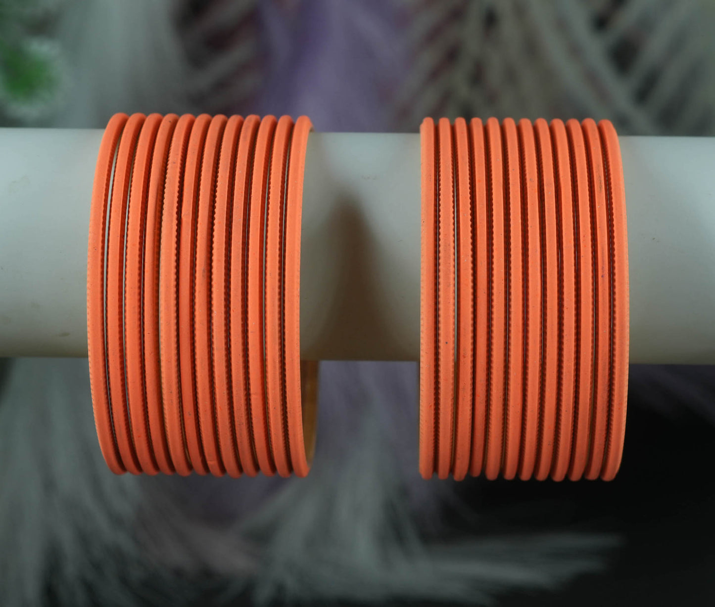 Dark Peach Color Plain Matte Metal Bangles for Women & Girls (Pack of 24)