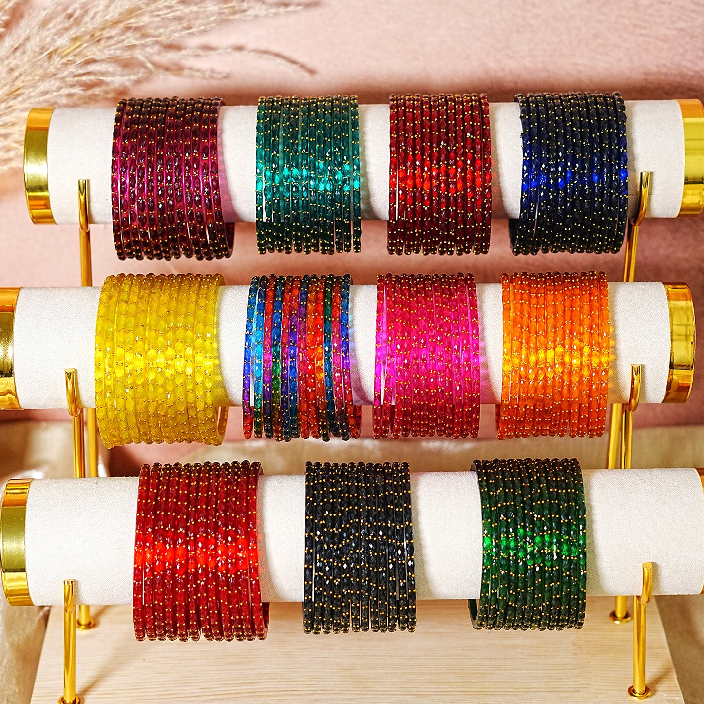 Raindrop Glass Bangle for Women (Pack of 12 Bangles)