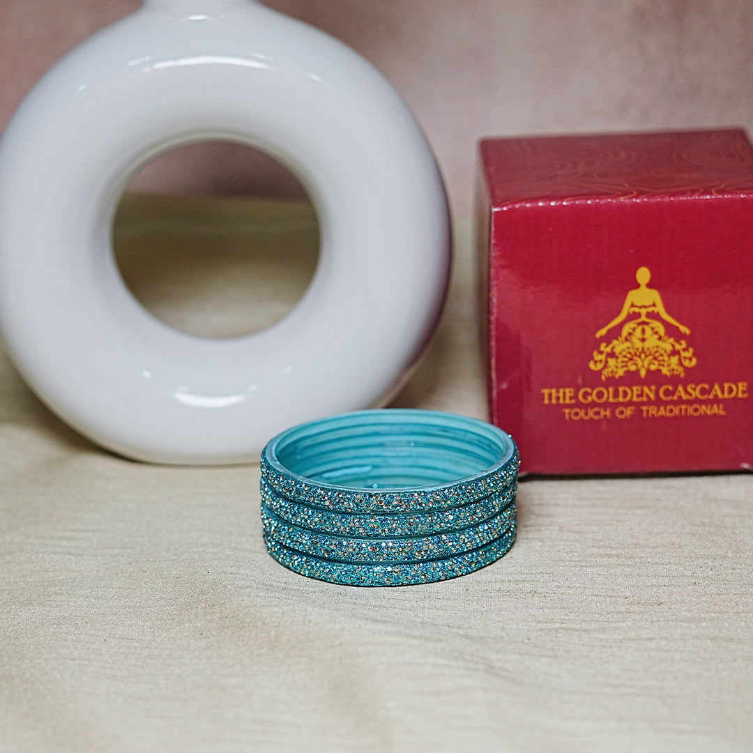Handmade Beaded Work Glass Kada Bangles for Women & Girls (Pack of 4 Kada)