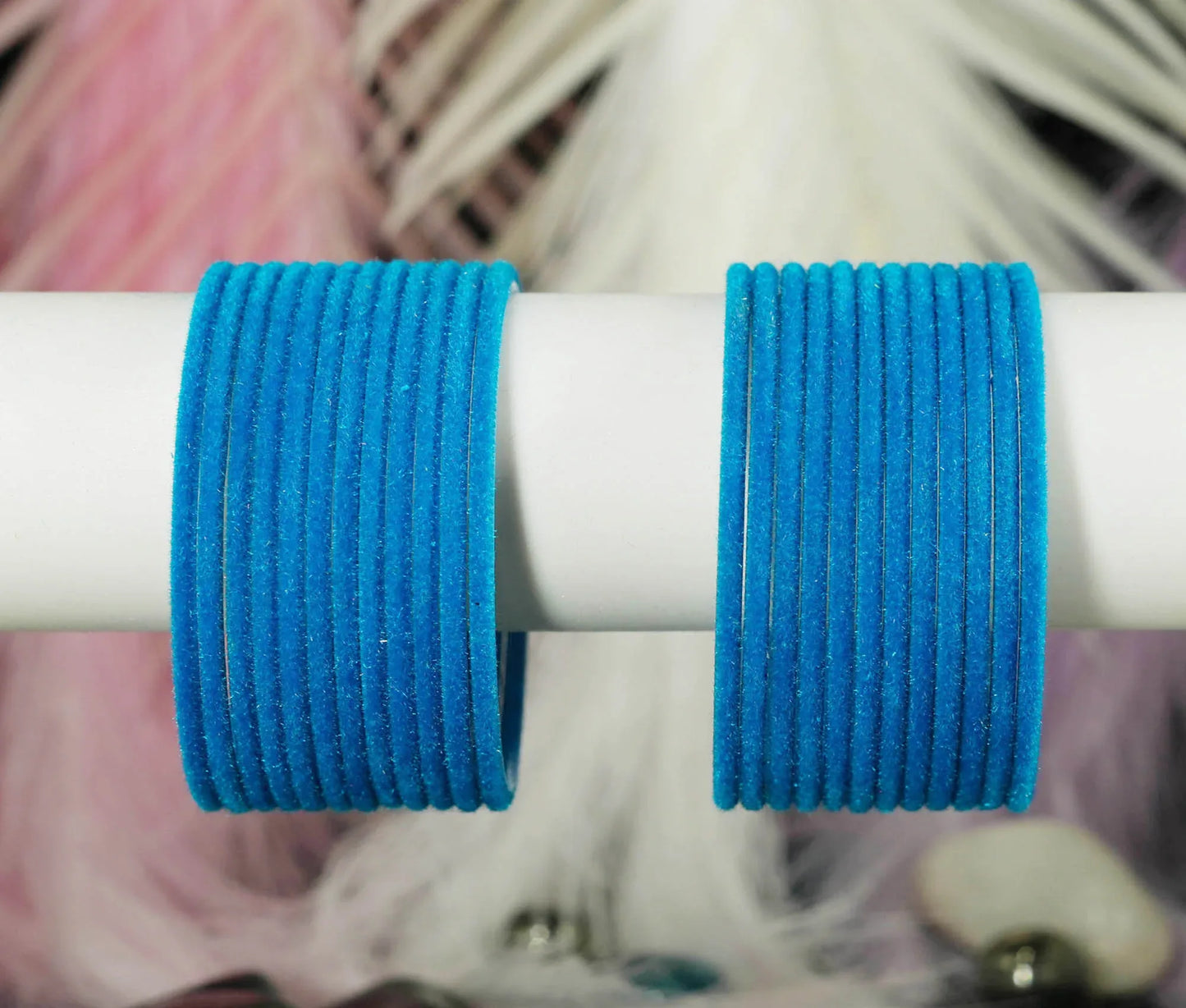 Firozi Velvet Metal Bangles for Women & Girls (Pack of 24) - The Golden Cascade