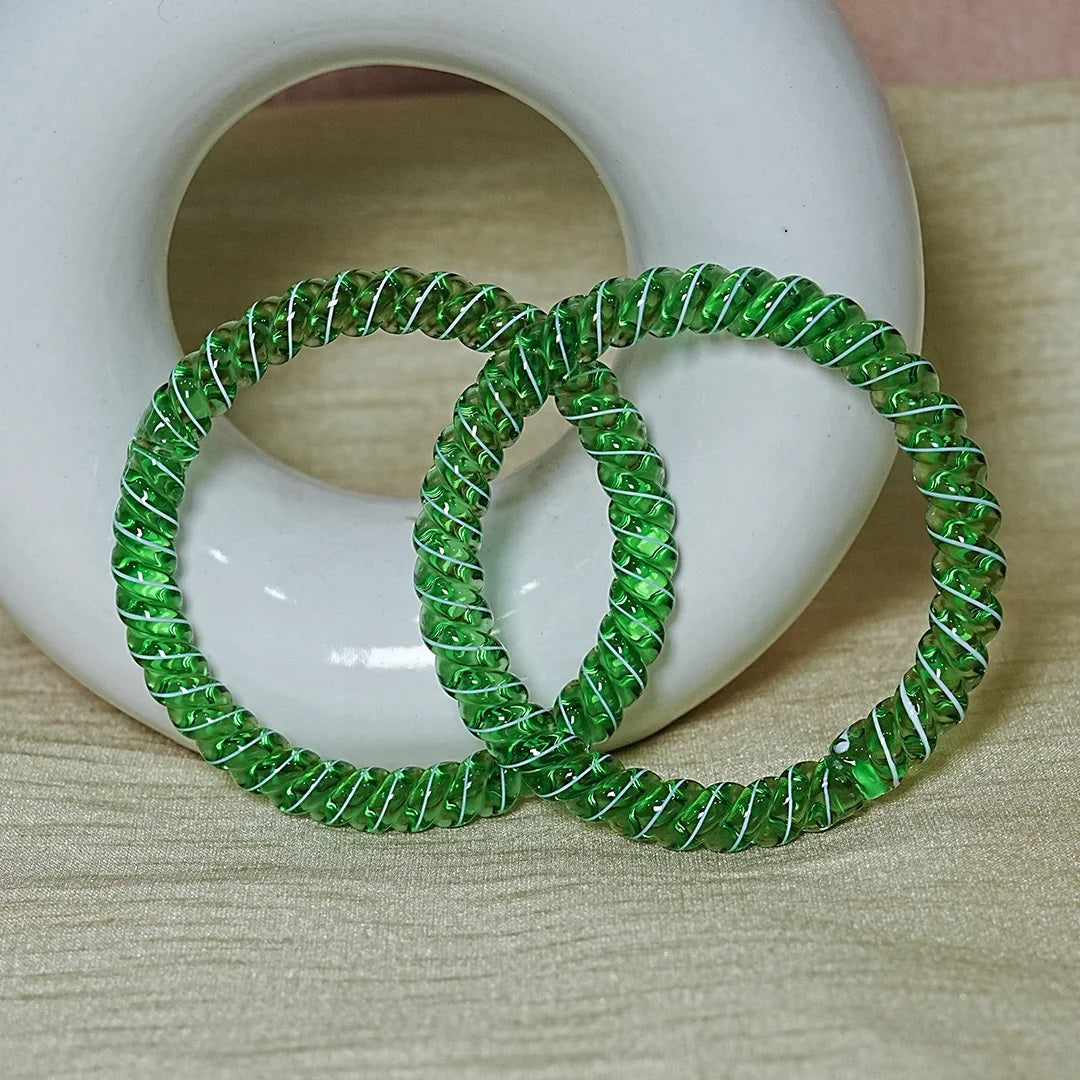 Designer Spiral Pattern Glass Kada Bangles for Women (Pack of 2)