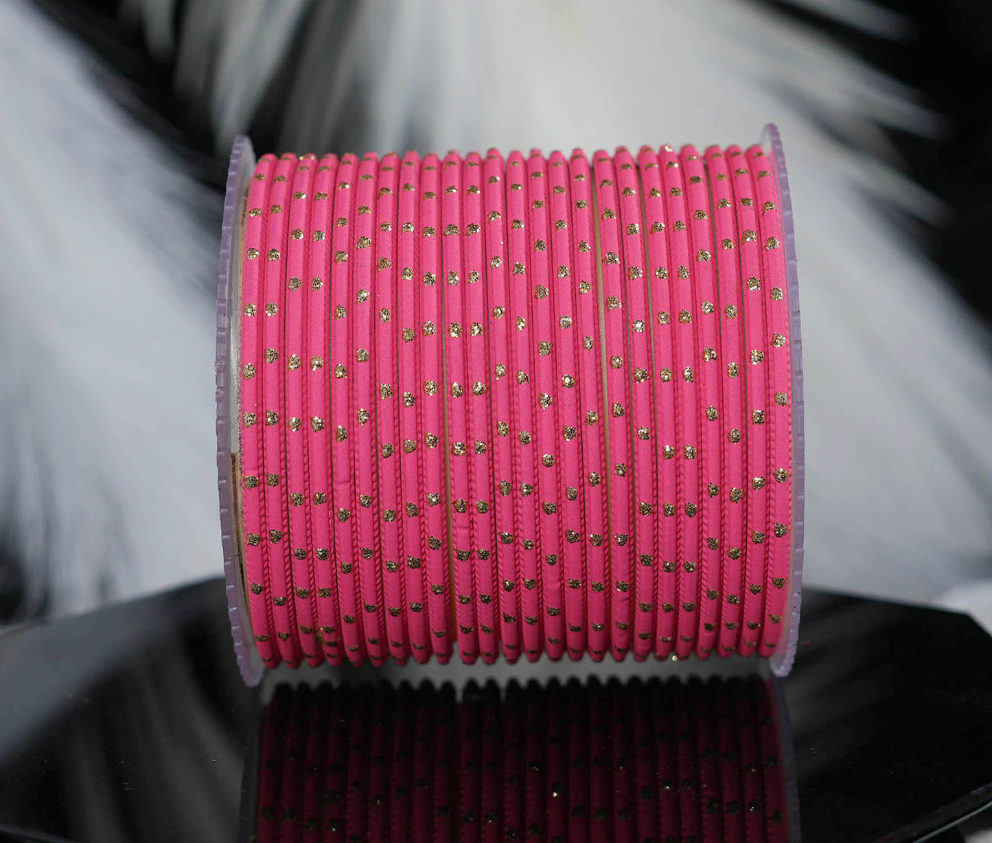 Gajari Dot Design Matte Finish Metal Bangle for Women & Girls (Pack of 24)