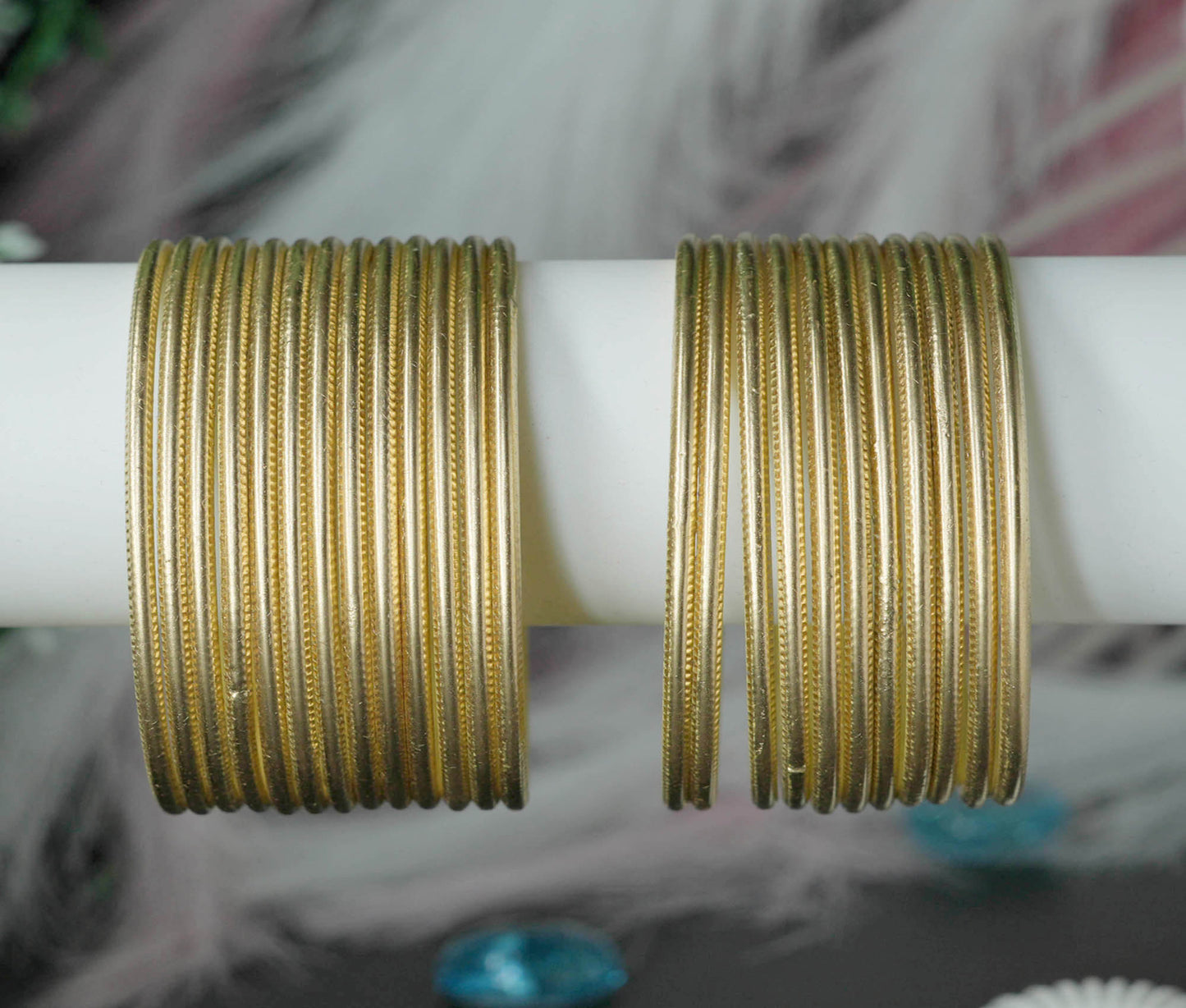Golden Color Plain Matte Metal Bangles for Women & Girls (Pack of 24)