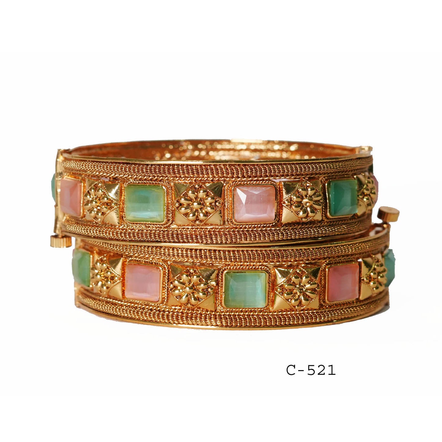 Antique Collection Jewelry for Women & Girl, Traditional Look Kundan Work Brass Bracelet for Ladies