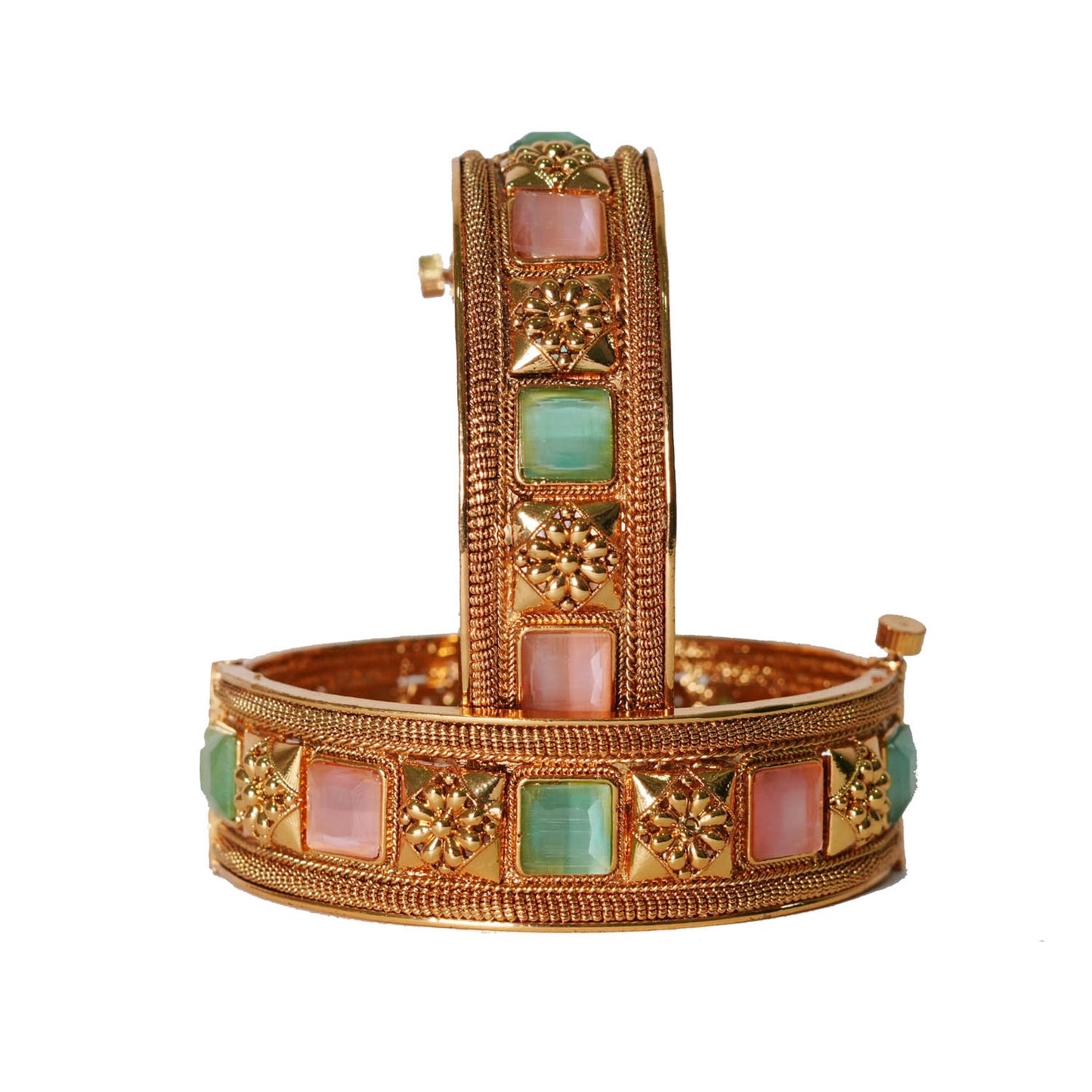 Antique Collection Jewelry for Women & Girl, Traditional Look Kundan Work Brass Bracelet for Ladies