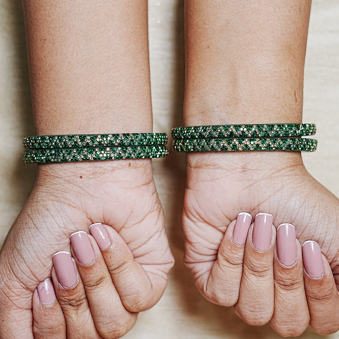 Handmade Beaded Work Glass Kada Bangles for Women & Girls (Pack of 4 Kada)