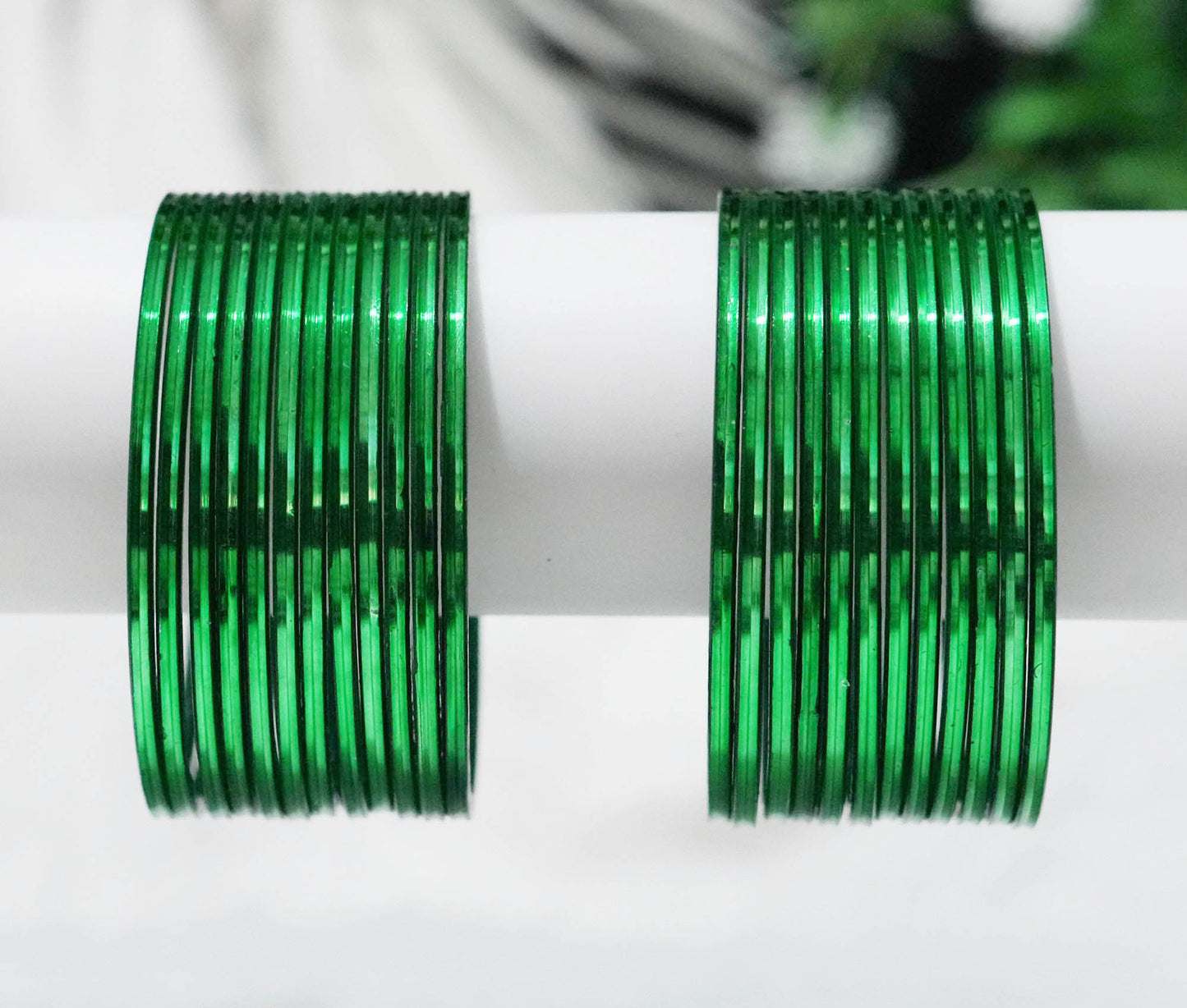 Green Color Glossy Metal Bangle for Women & Girls (Pack of 24)