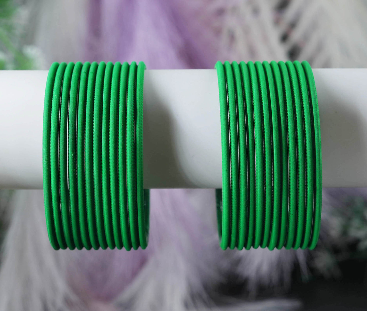 Green Color Plain Matte Metal Bangles for Women & Girls (Pack of 24)