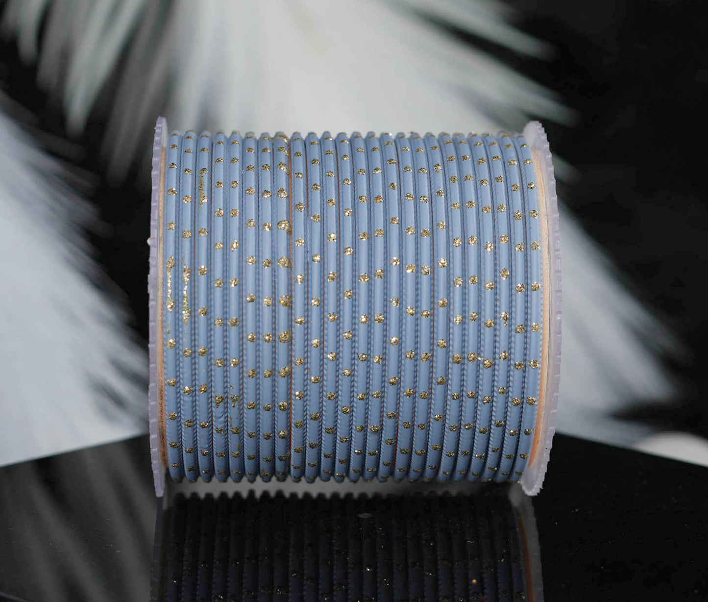 Grey Dot Design Matte Finish Metal Bangle for Women & Girls (Pack of 24)