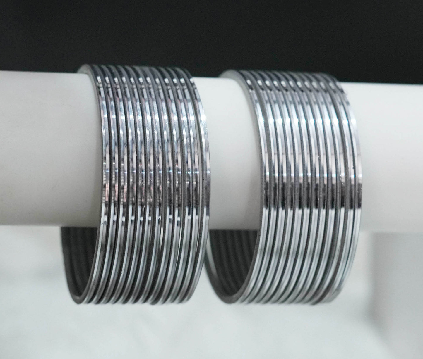 Grey Color Glossy Metal Bangle for Women & Girls (Pack of 24)