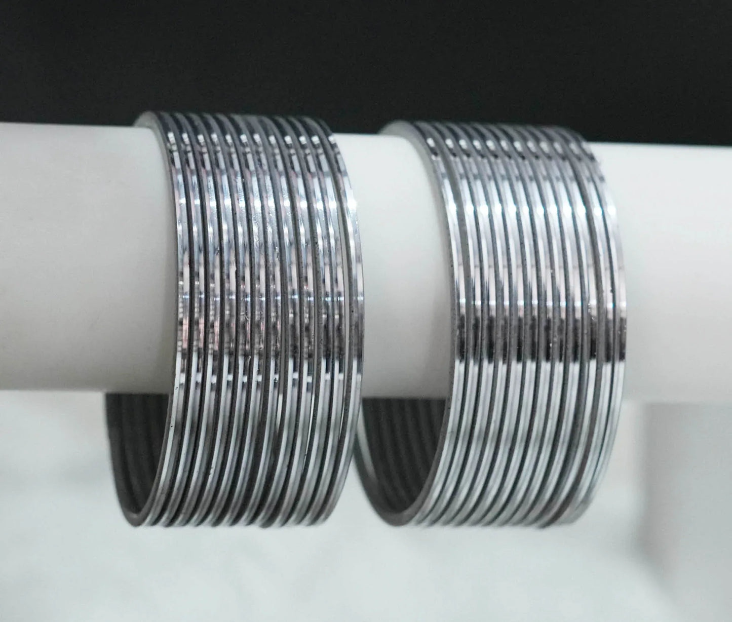 Grey Color Glossy Metal Bangle for Women & Girls (Pack of 24) - The Golden Cascade