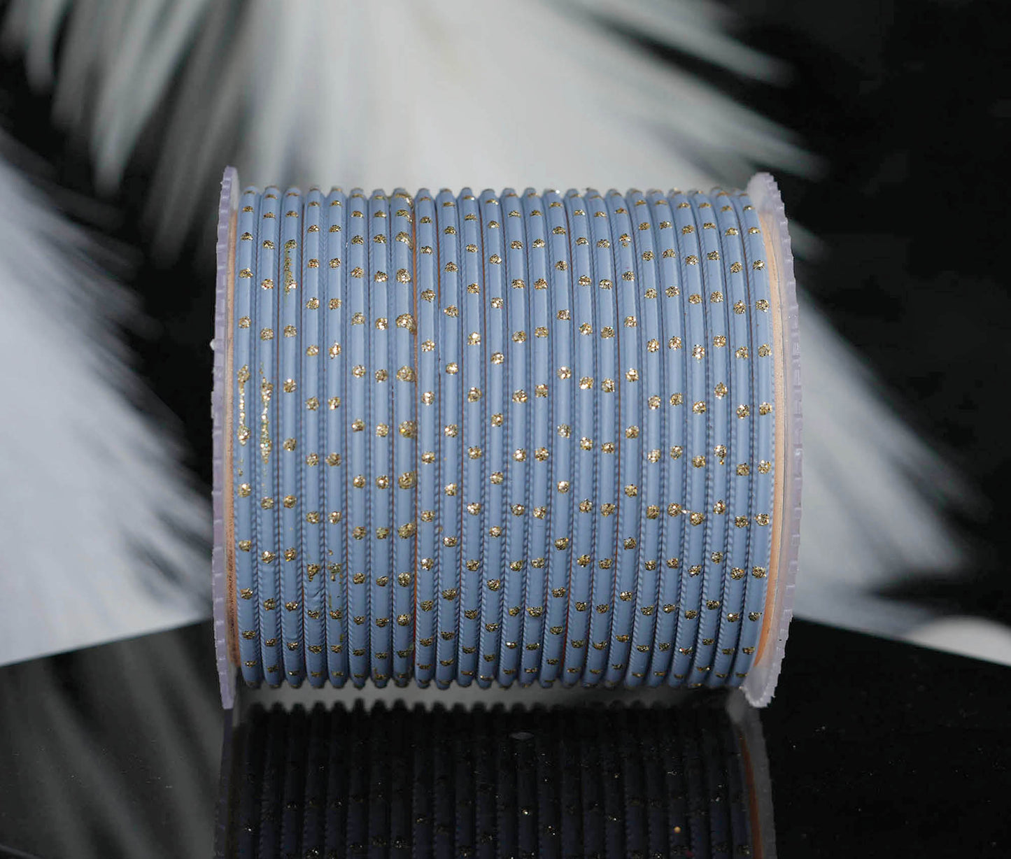 Grey Dot Design Matte Finish Metal Bangle for Women & Girls (Pack of 24)