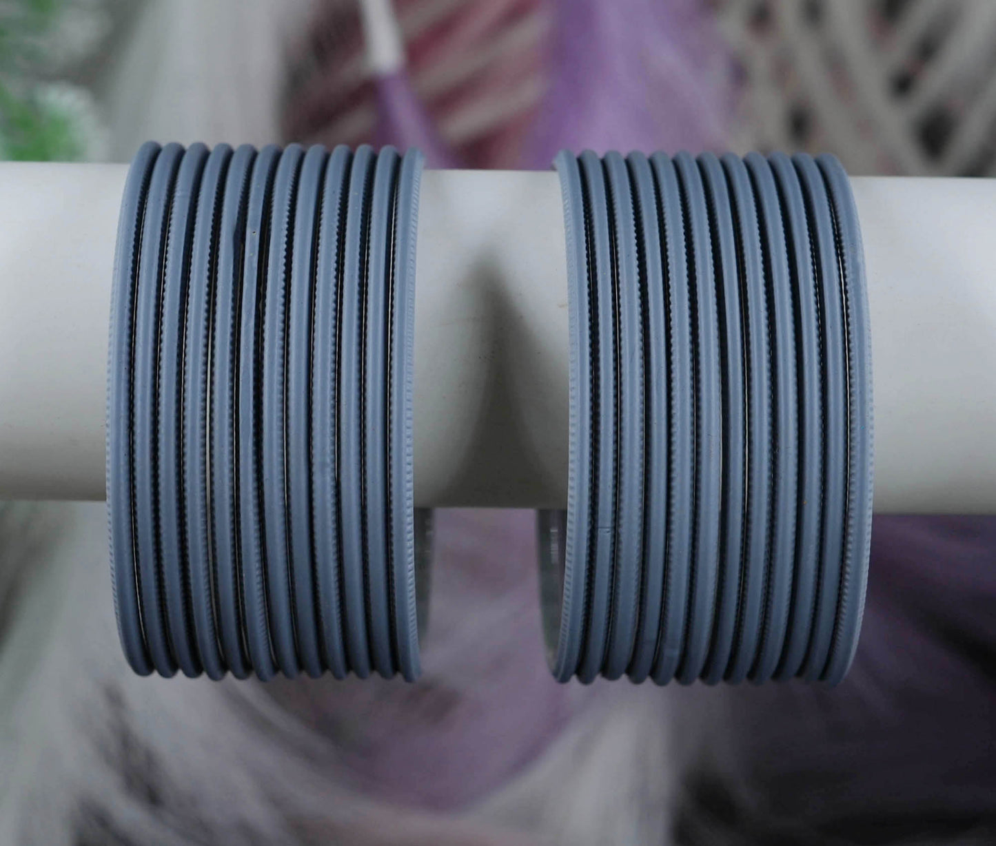 Grey Color Plain Matte Metal Bangles for Women & Girls (Pack of 24)