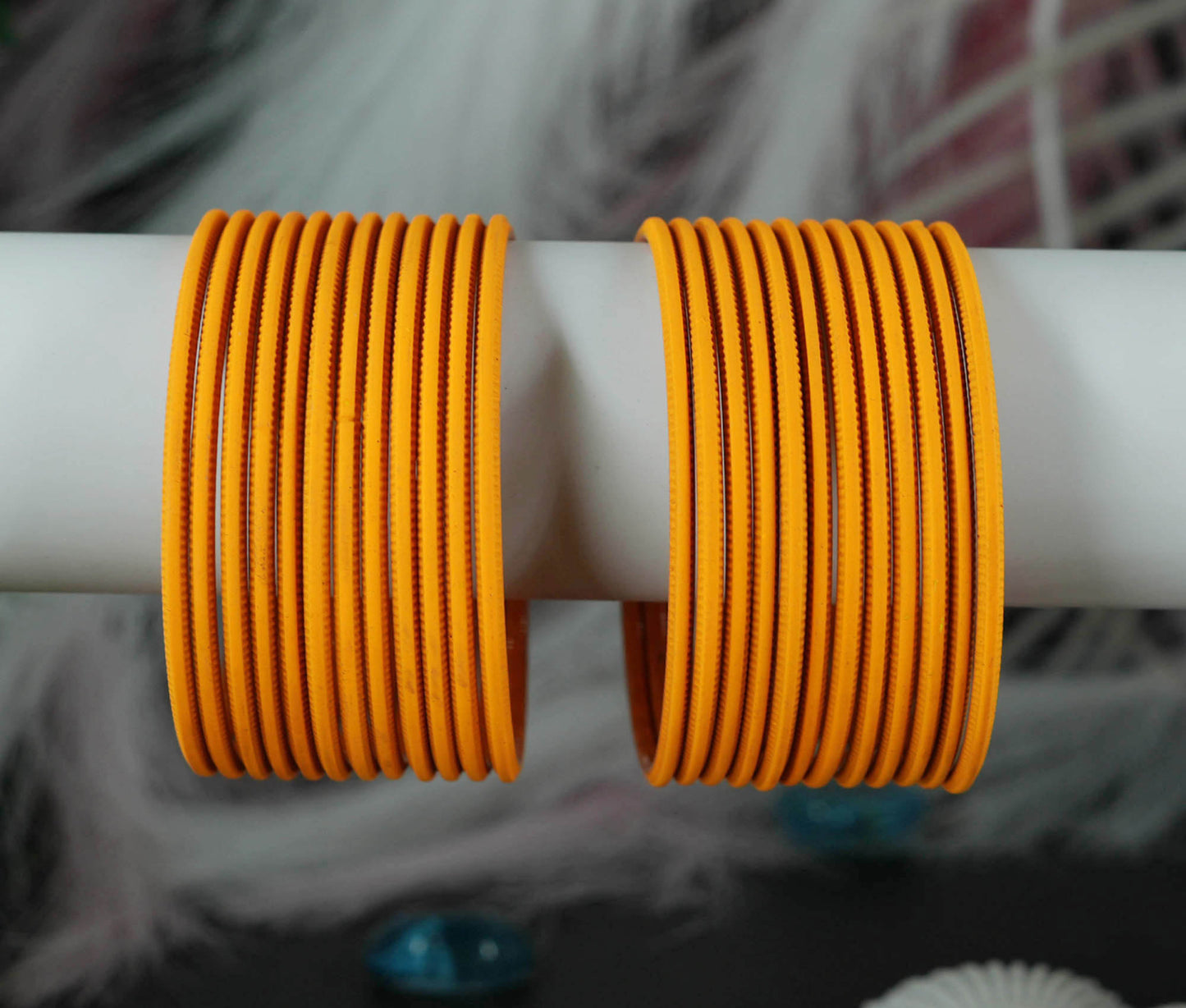 Haldi Color Plain Matte Metal Bangles for Women & Girls (Pack of 24)