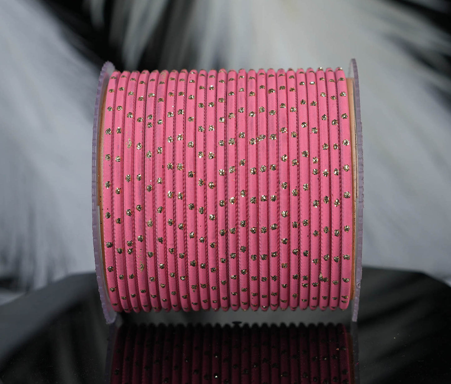 Light Gajari Dot Design Matte Finish Metal Bangle for Women & Girls (Pack of 24)