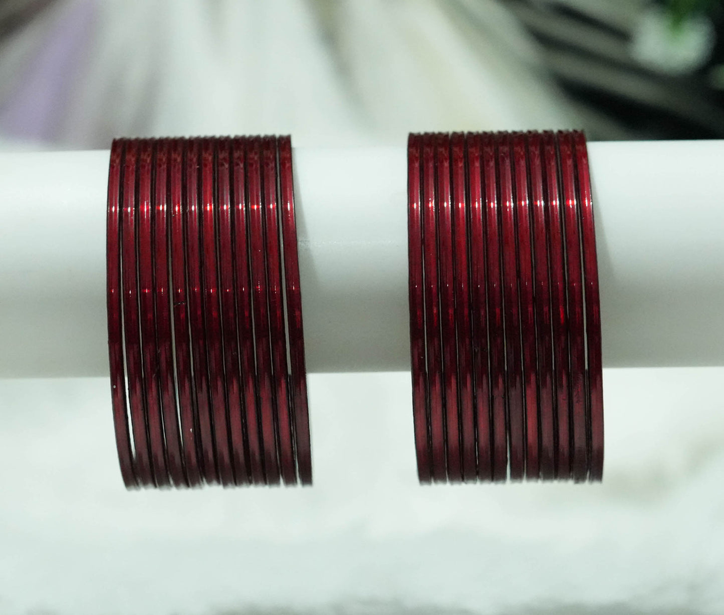 Light Maroon Color Glossy Metal Bangle for Women & Girls (Pack of 24)