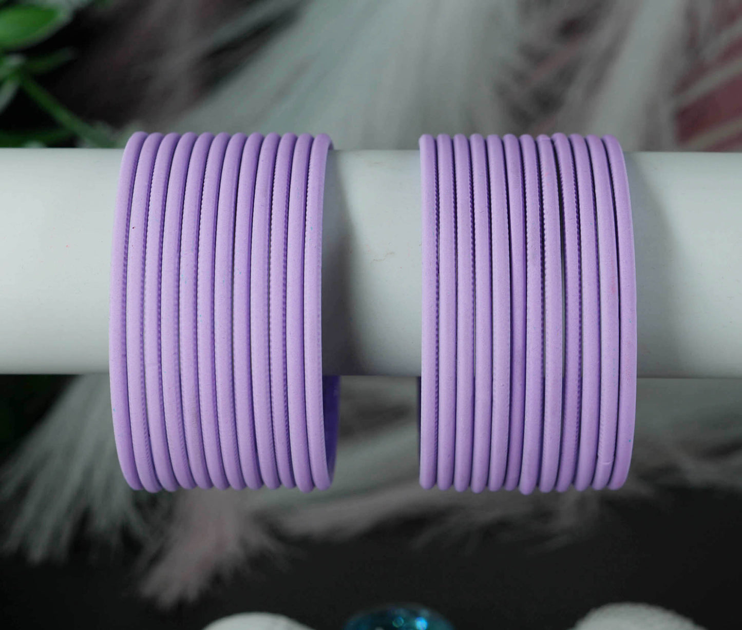 Light Purple Color Plain Matte Metal Bangles for Women & Girls (Pack of 24)