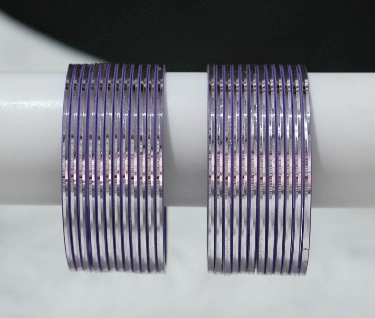 Light Purple Maroon Color Glossy Metal Bangle for Women & Girls (Pack of 24)