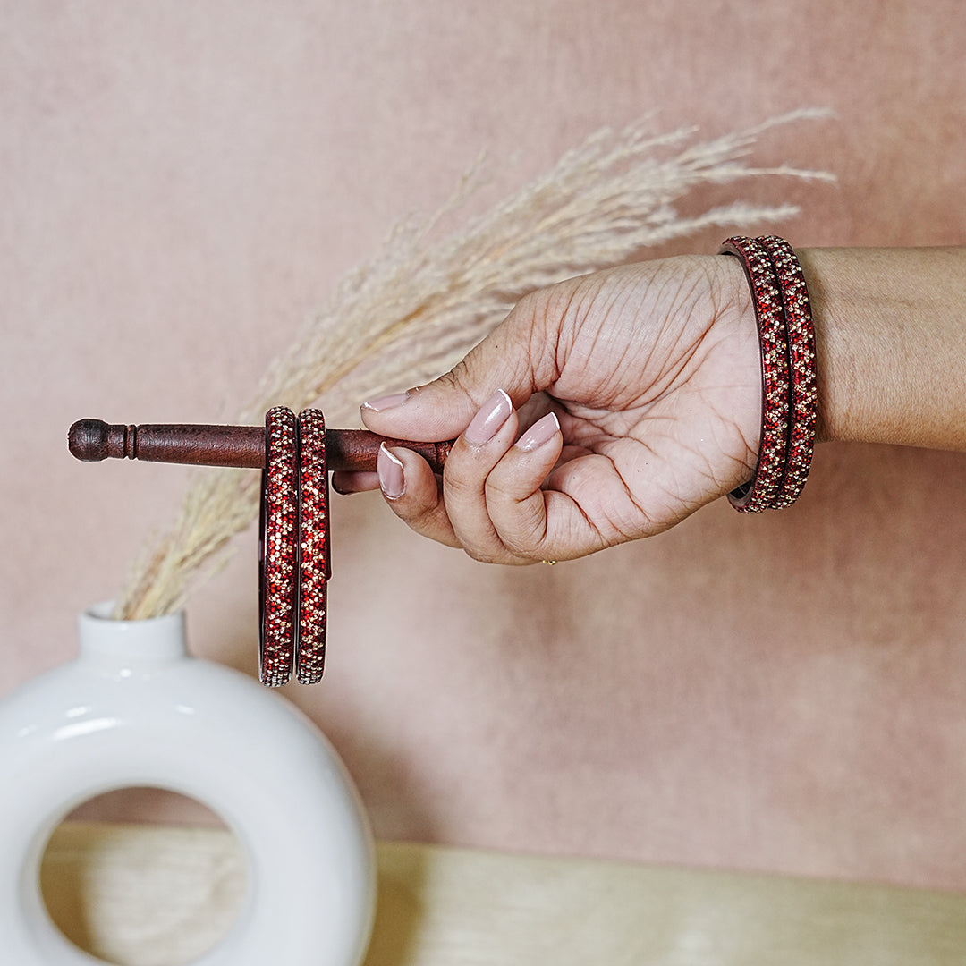 Handmade Beaded Work Glass Kada Bangles for Women & Girls (Pack of 4 Kada)