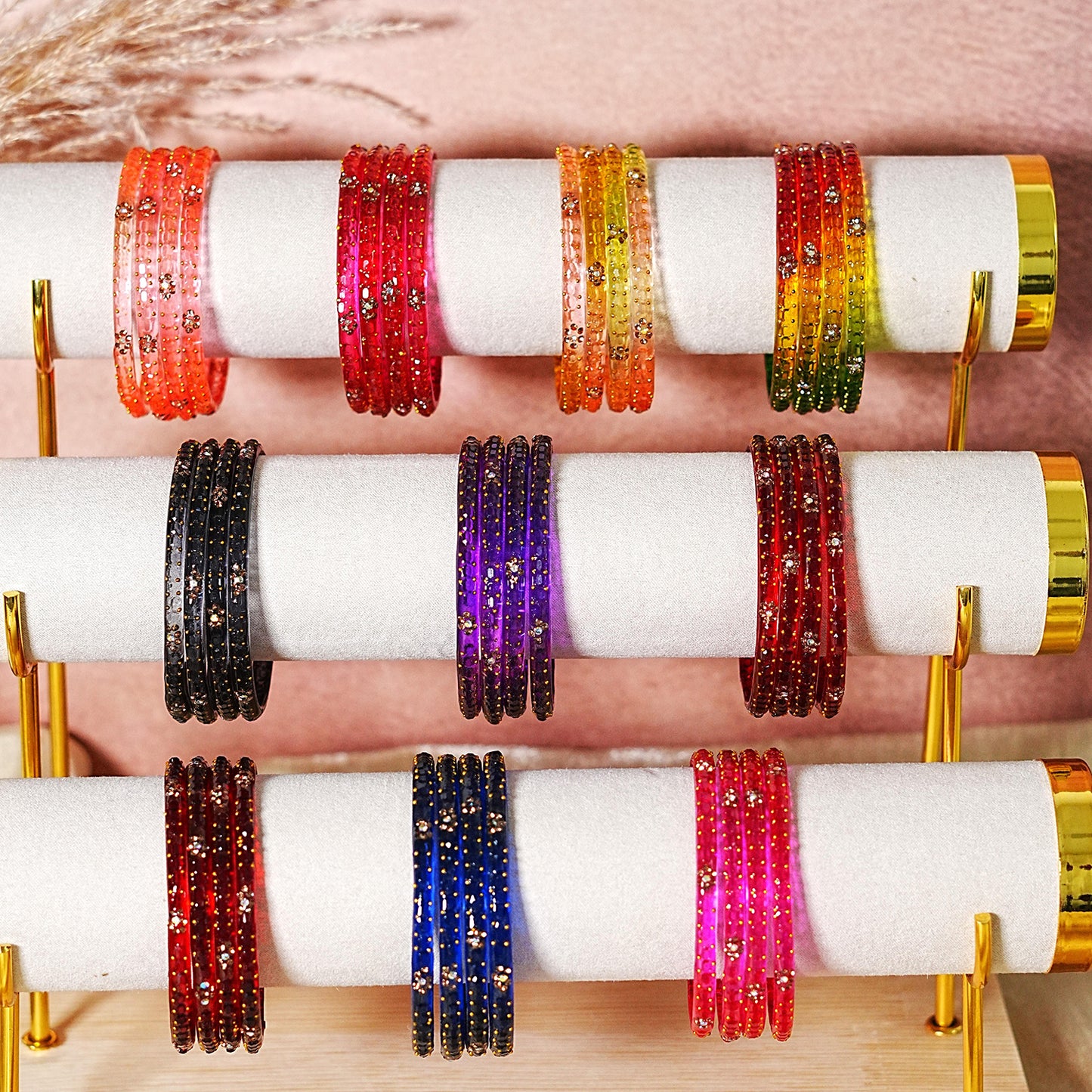 Stylish Glass Kada for Women & Girls (Pack of 4 Kada)