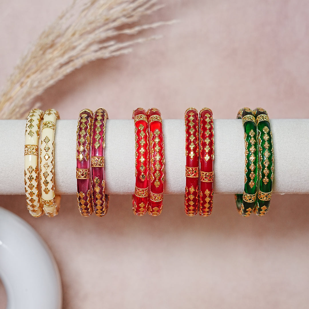 Traditional Brass Work Acrylic kada for Women & Girls (Pack of 2 kada)