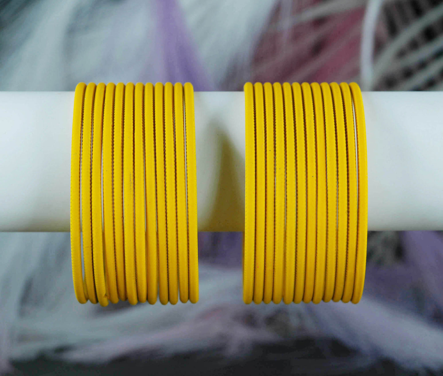 Mango Yellow Color Plain Matte Metal Bangles for Women & Girls (Pack of 24)