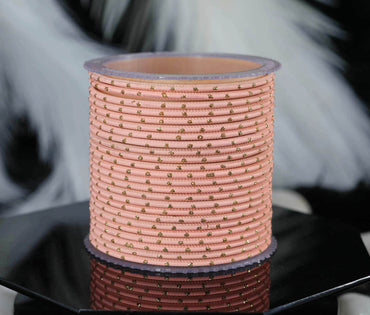 Peach Dot Design Matte Finish Metal Bangle for Women & Girls (Pack of 24)