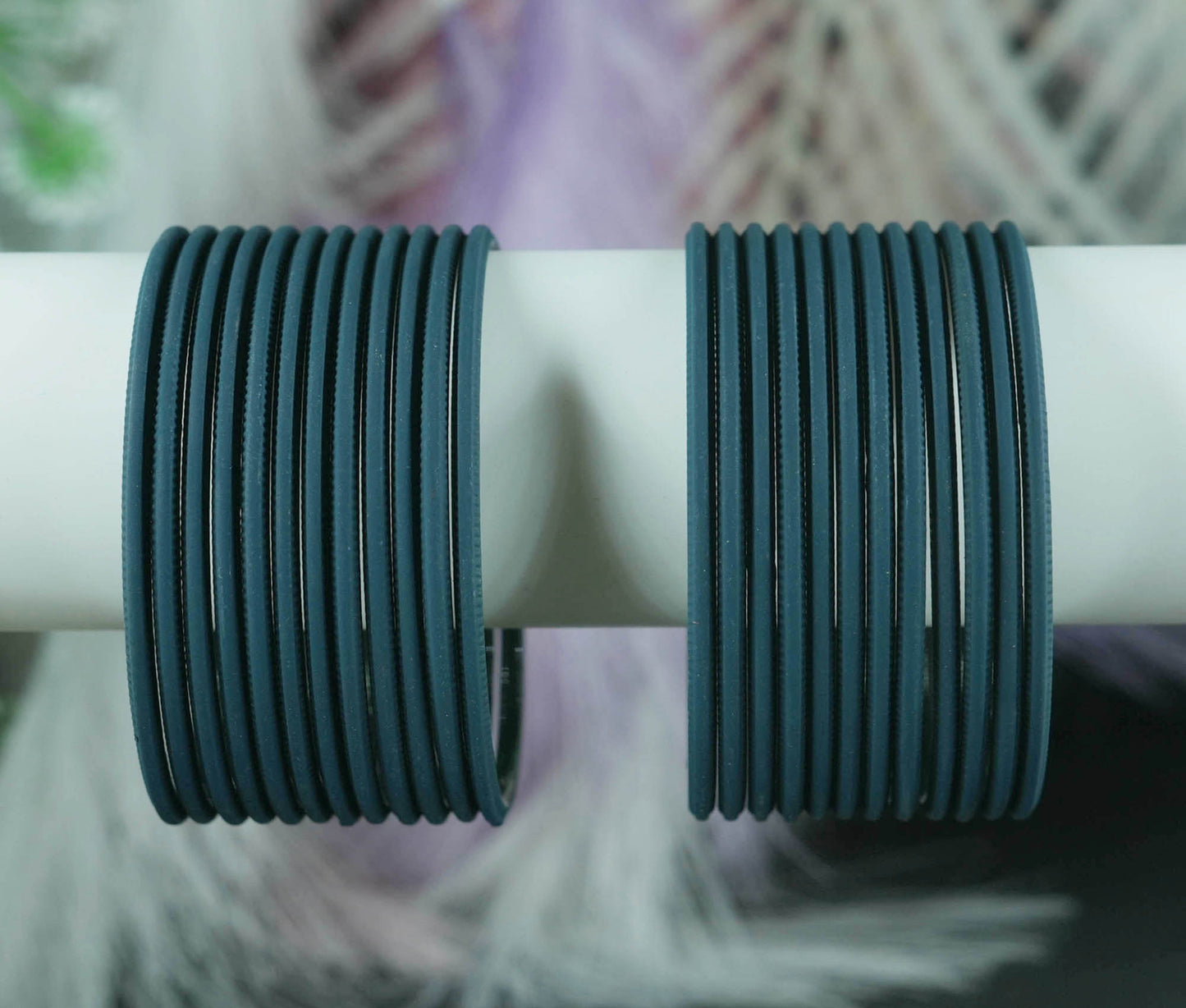 peacock Color Plain Matte Metal Bangles for Women & Girls (Pack of 24)