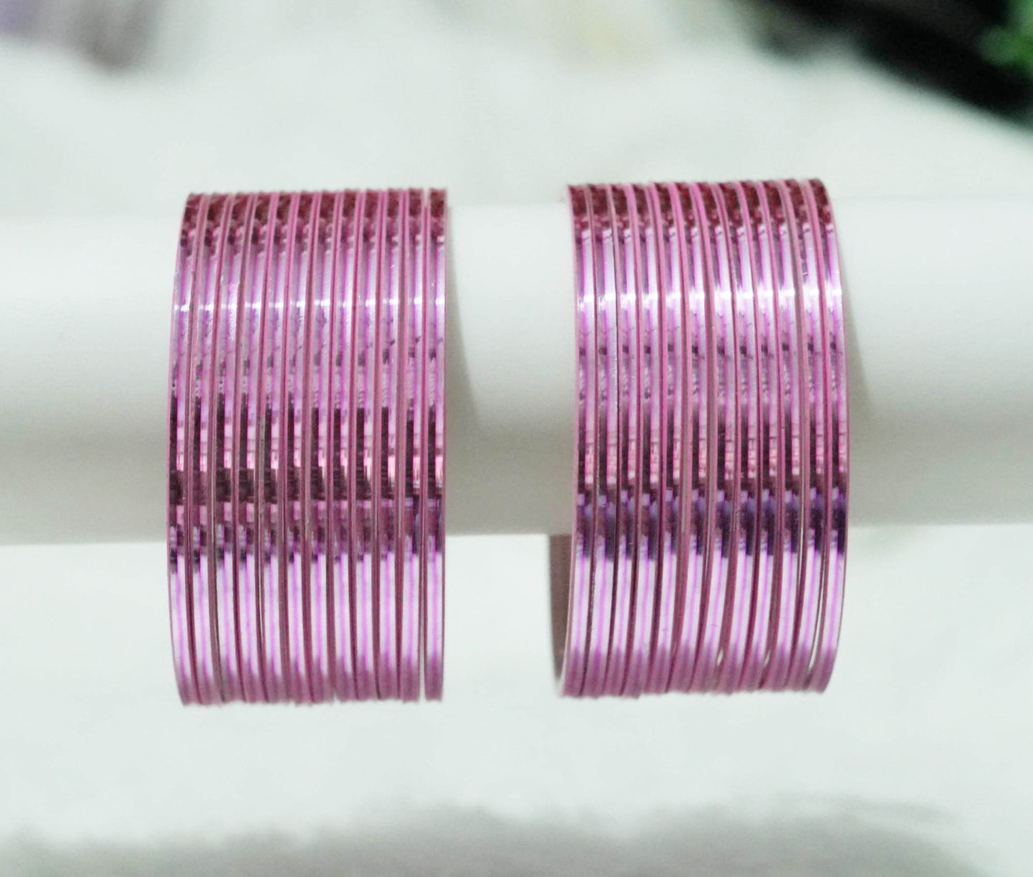 Pink Color Glossy Metal Bangle for Women & Girls (Pack of 24)