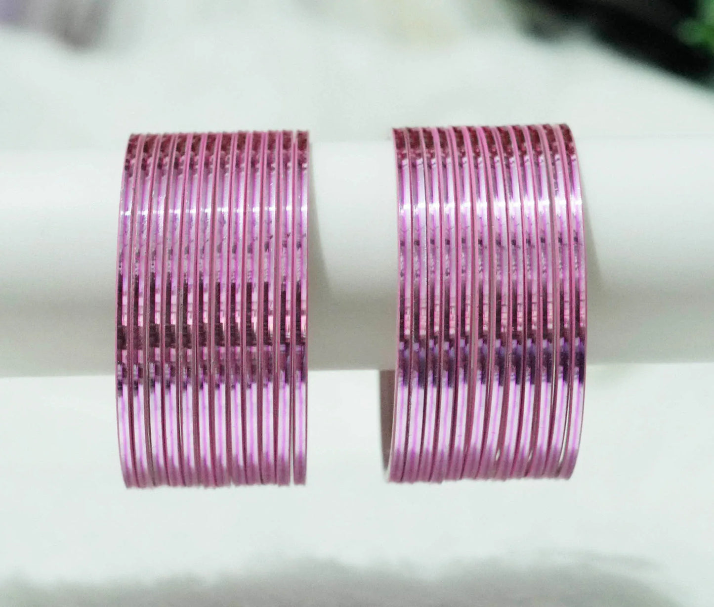 Pink Color Glossy Metal Bangle for Women & Girls (Pack of 24) - The Golden Cascade