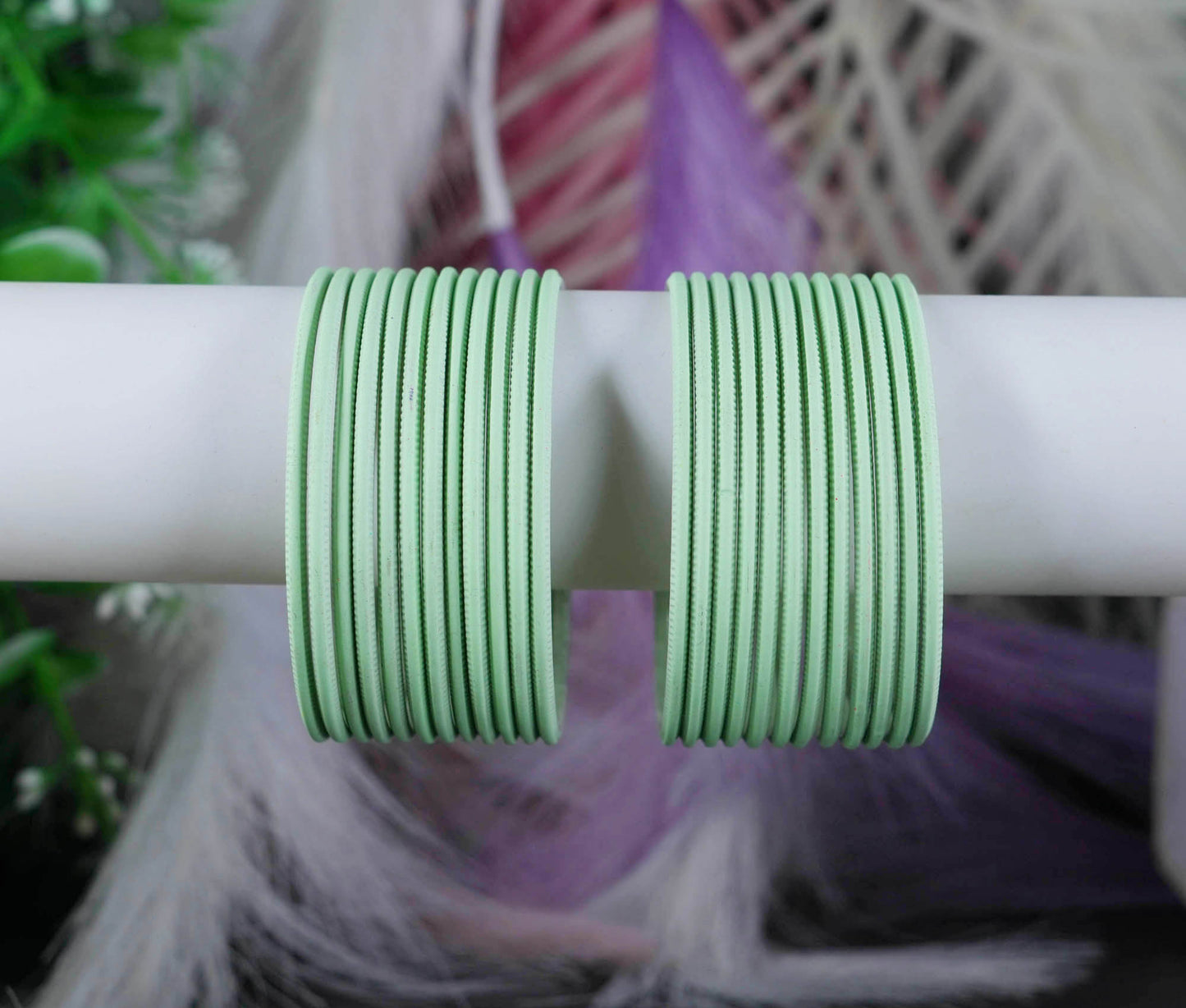 Pista Color Plain Matte Metal Bangles for Women & Girls (Pack of 24)